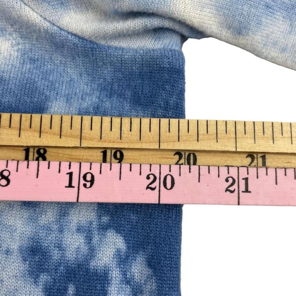My Style Sweatshirt Womens Large Blue White Tie Dye Ruched Long Sleeve V Neck - Picture 7 of 11